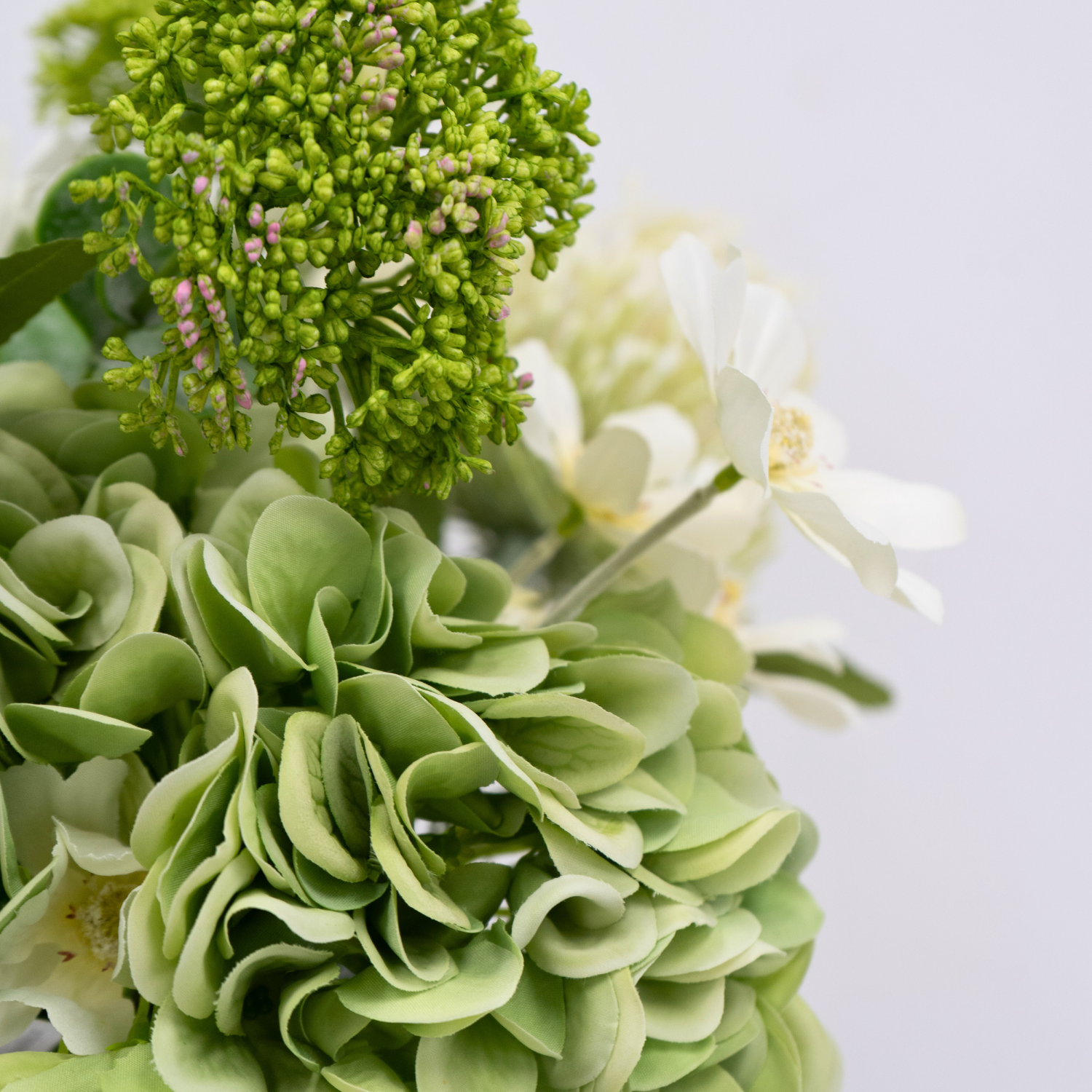 Artificial Green Hydrangea Real Touch Stem