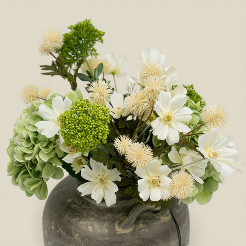 Artificial Green Hydrangea & Sedum Bouquet