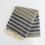 Stripe Grey & Khaki Wool Throw