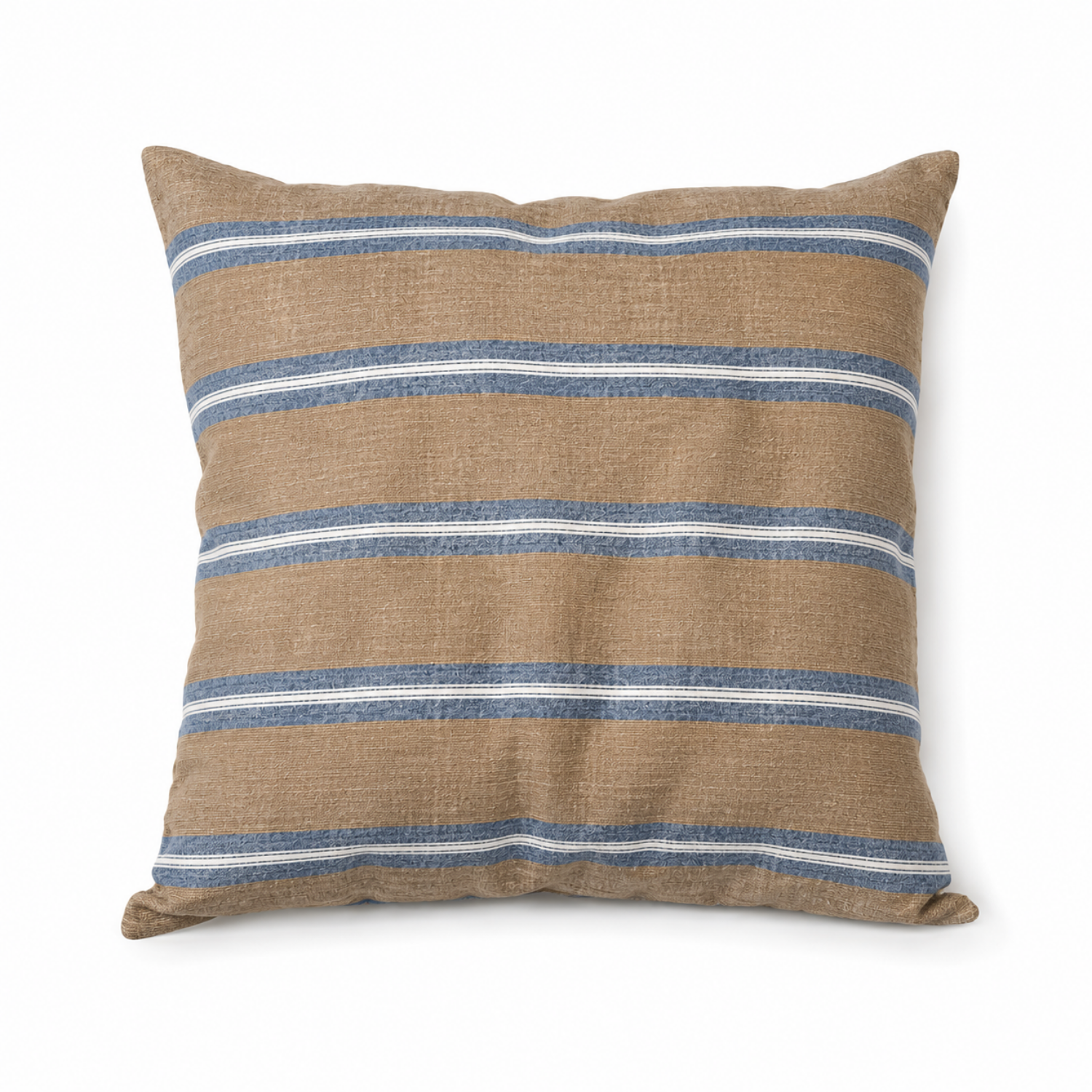Costal Loft 26" Linen Euro Pillow Sham - Brown/ Blue/ White Stripe