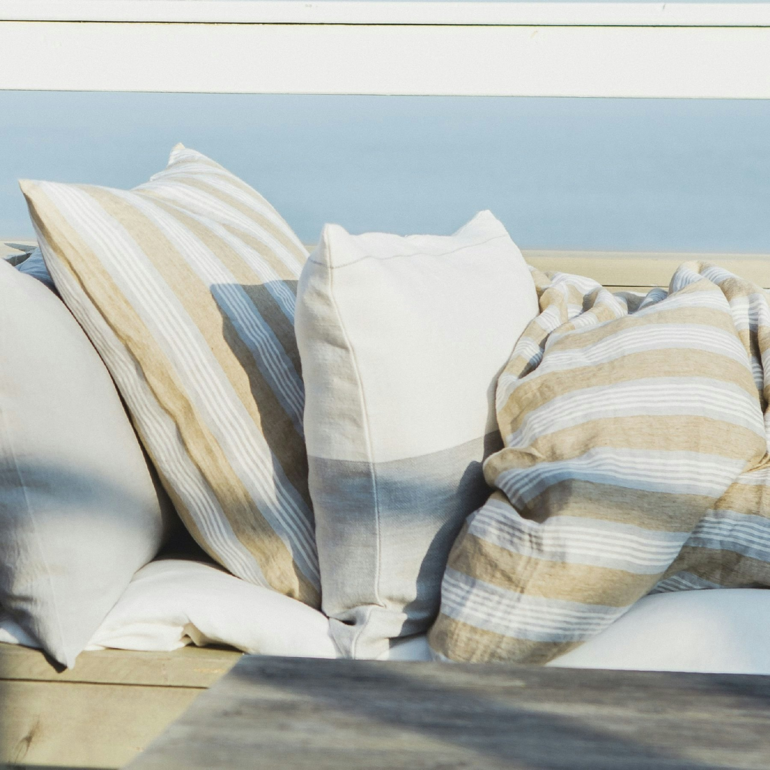 Dune Linen 26" Euro Pillow Sham - Beige Stripe