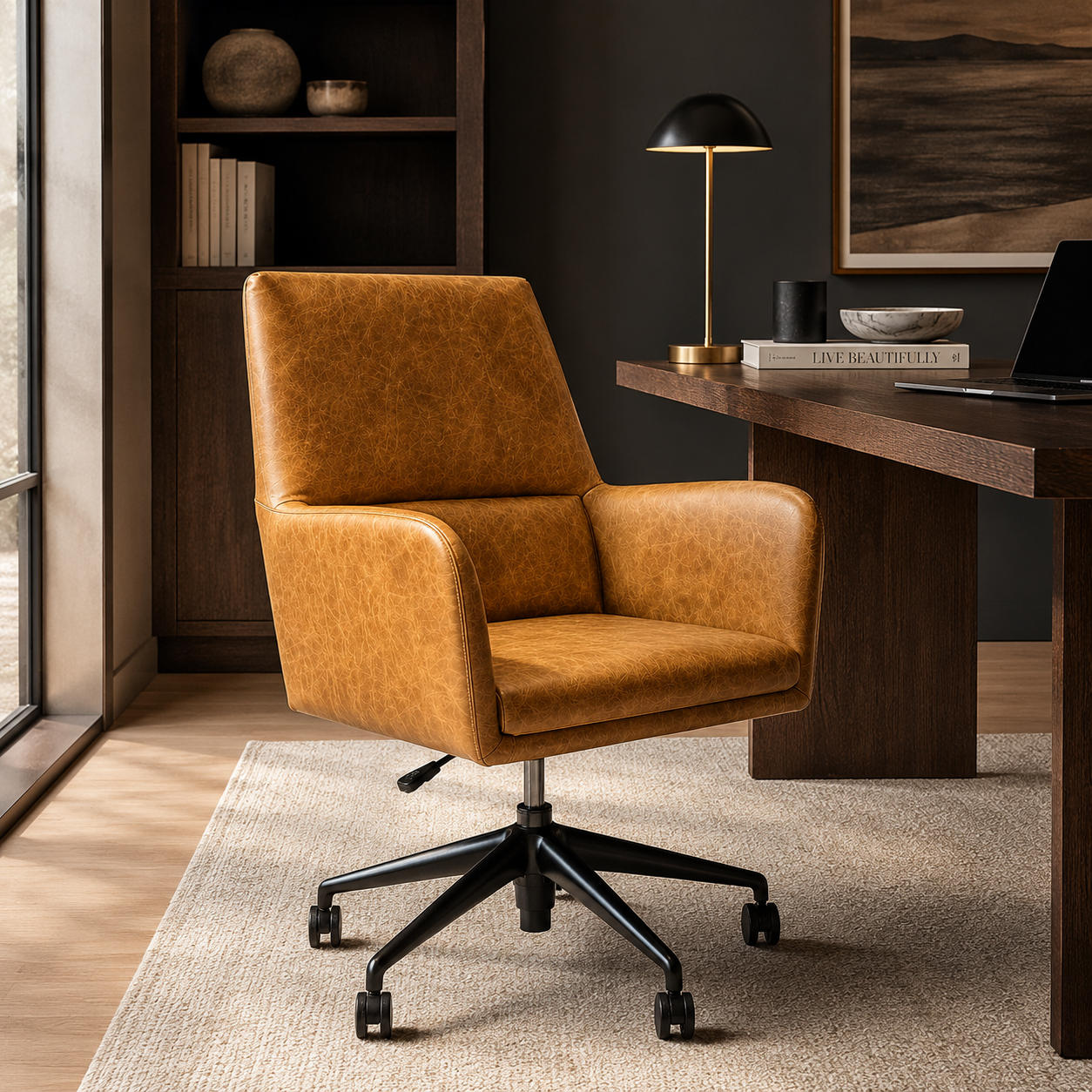 Campbellton Adjustable Office Chair - Concord Mink Leather