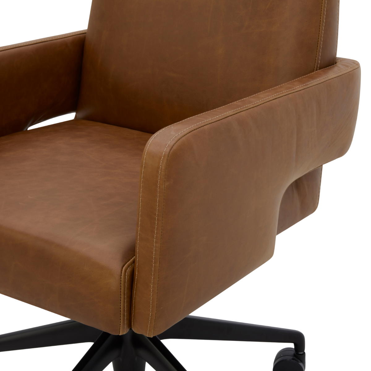 Fredericton Swivel Office Chair - Concord Mink Leather