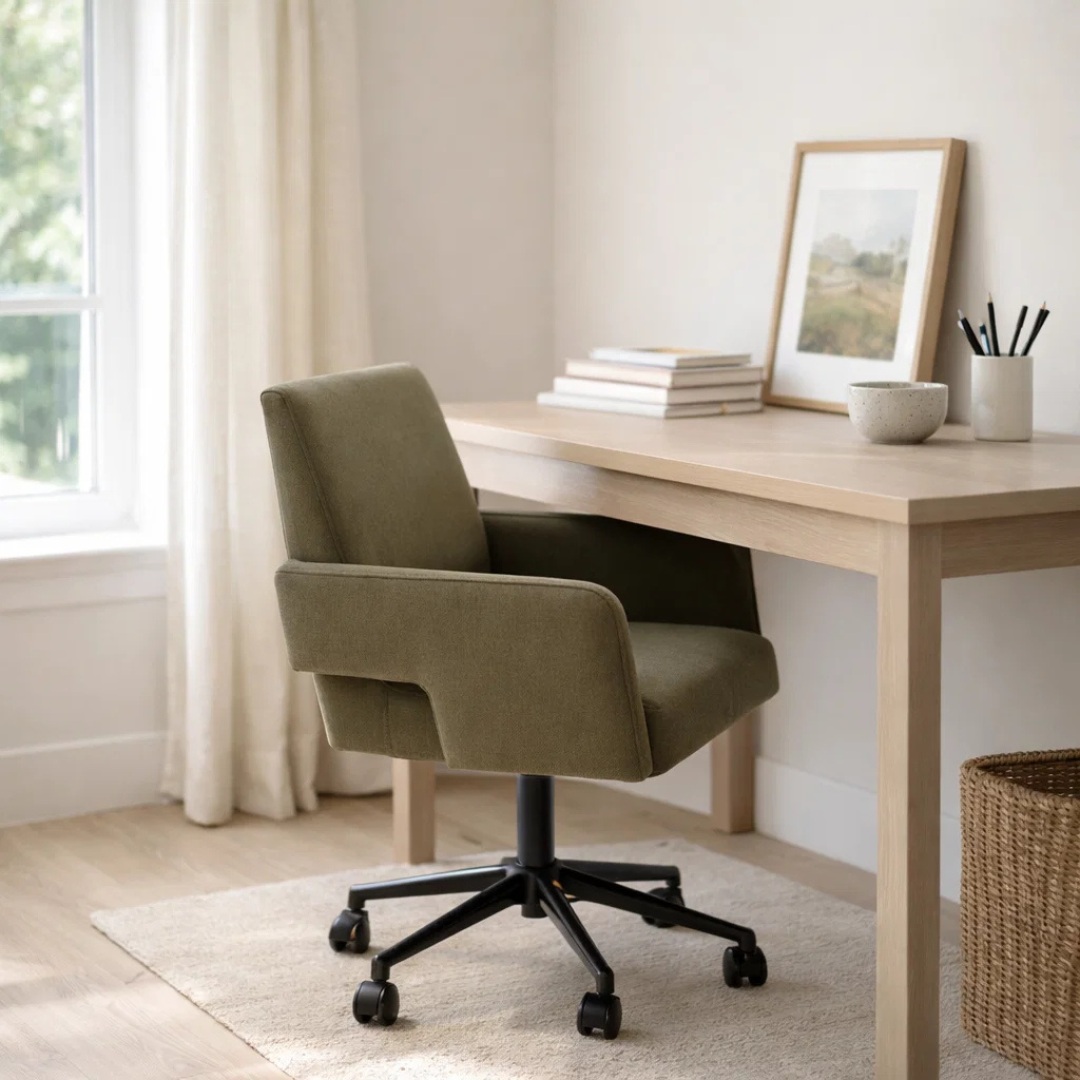 Fredericton Adjustable Office Chair - Forest Green Matte Velvet