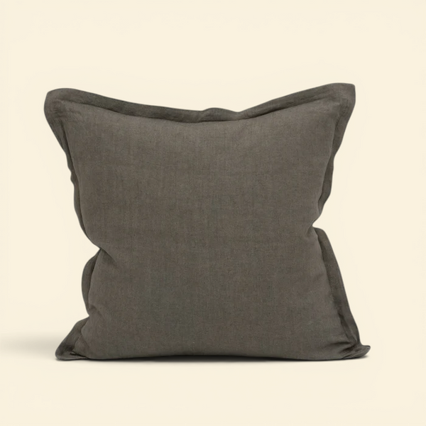 Muted Brown Linen Toss Pillow