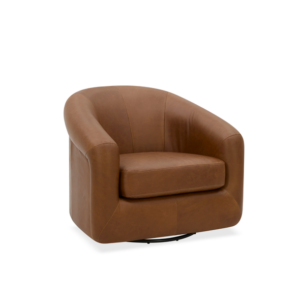 Woolwich Swivel Lounge Chair - Concord Mink Leather