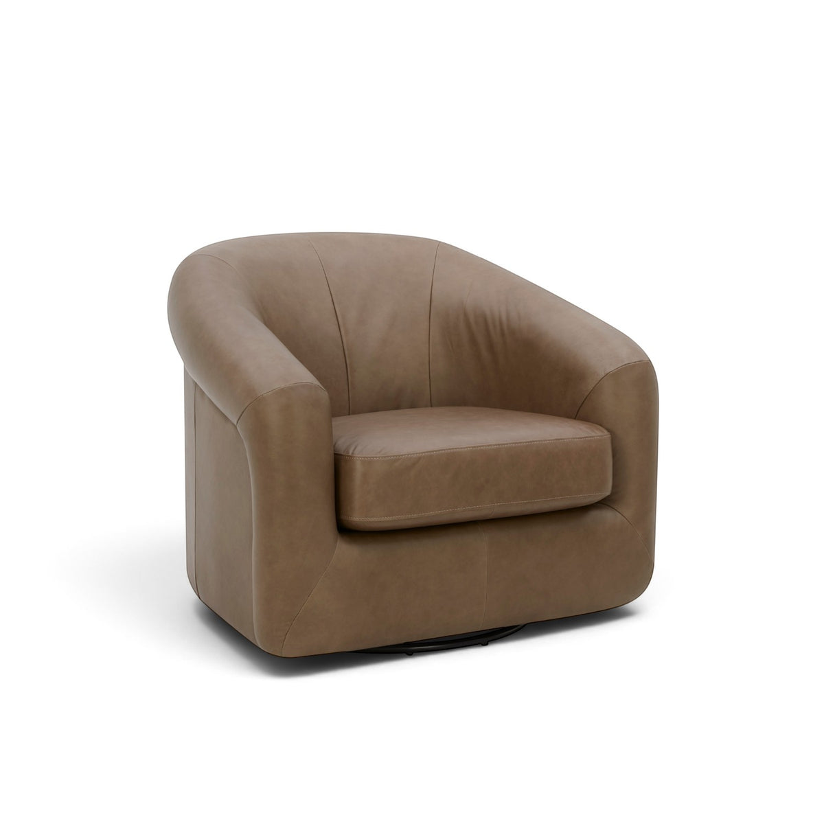 Woolwich Swivel Lounge Chair - Concord Pewter Leather
