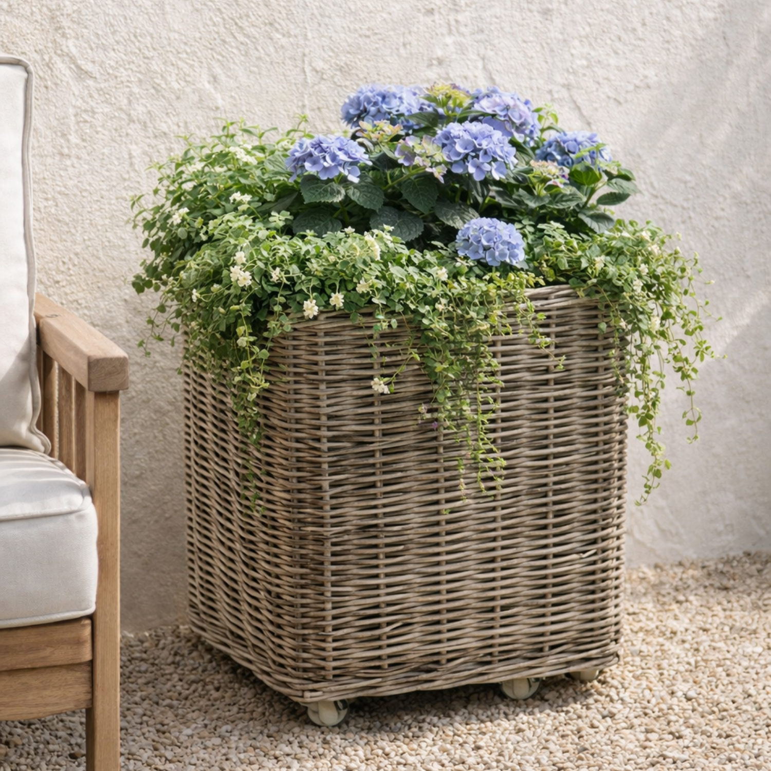 Durham Rattan Planter Basket w/ Wheels
