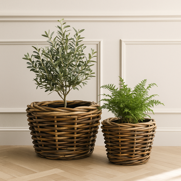 Sudbury Tapered Rattan Brown Plant Basket