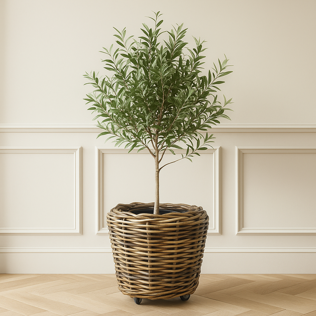 Sudbury Rattan Plant Baskets w/ Wheels