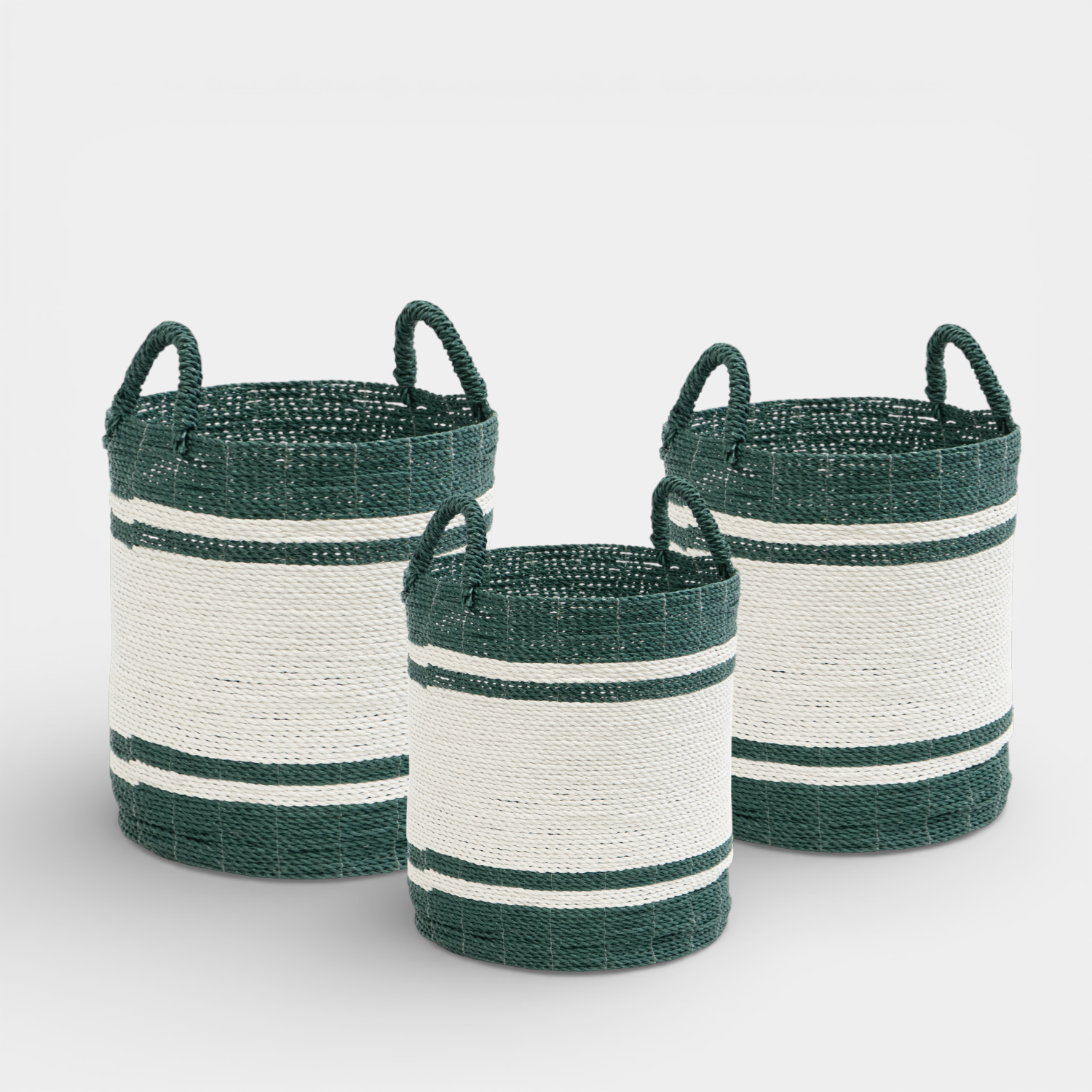Maritime Storage Basket w/ Handles - Green/White
