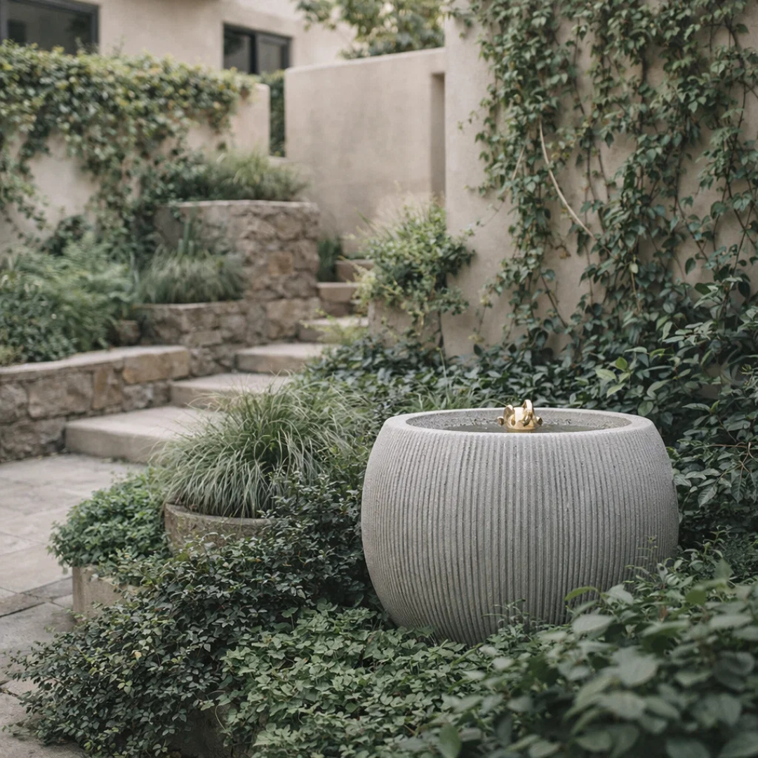 Fairview Round LED Fountain - Textured Beige