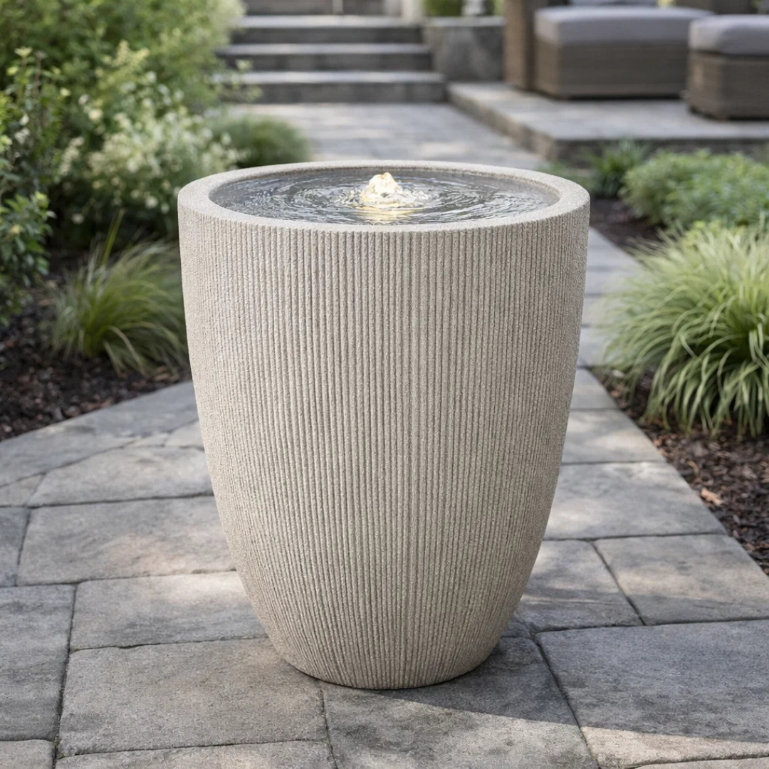 Fairview Tall Curved LED Fountain - Textured Beige