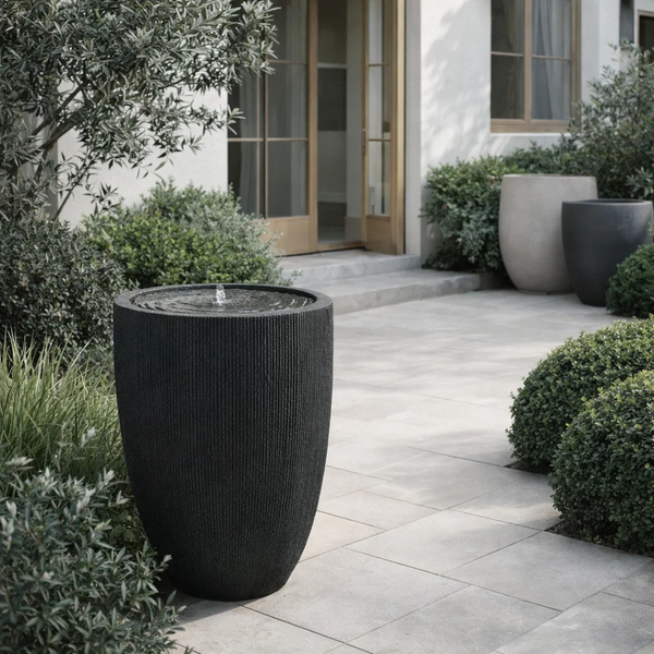 Fairview Tall Curved  LED Fountain - Textured Black