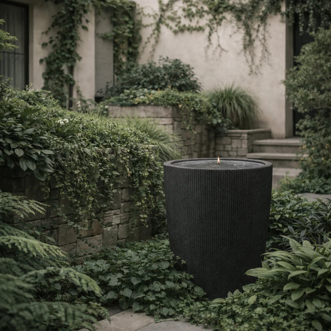 Fairview Tall Curved  LED Fountain - Textured Black