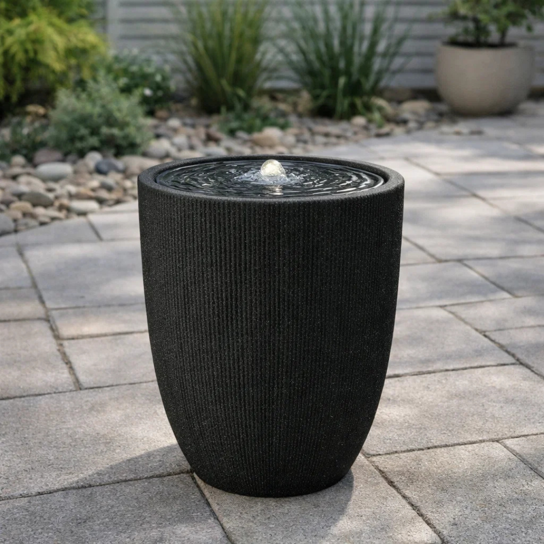 Fairview Tall Curved  LED Fountain - Textured Black