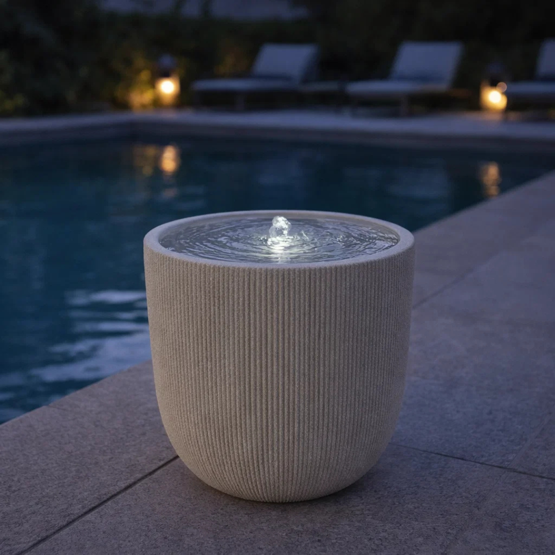 Fairview Curved LED Fountain - Textured Beige