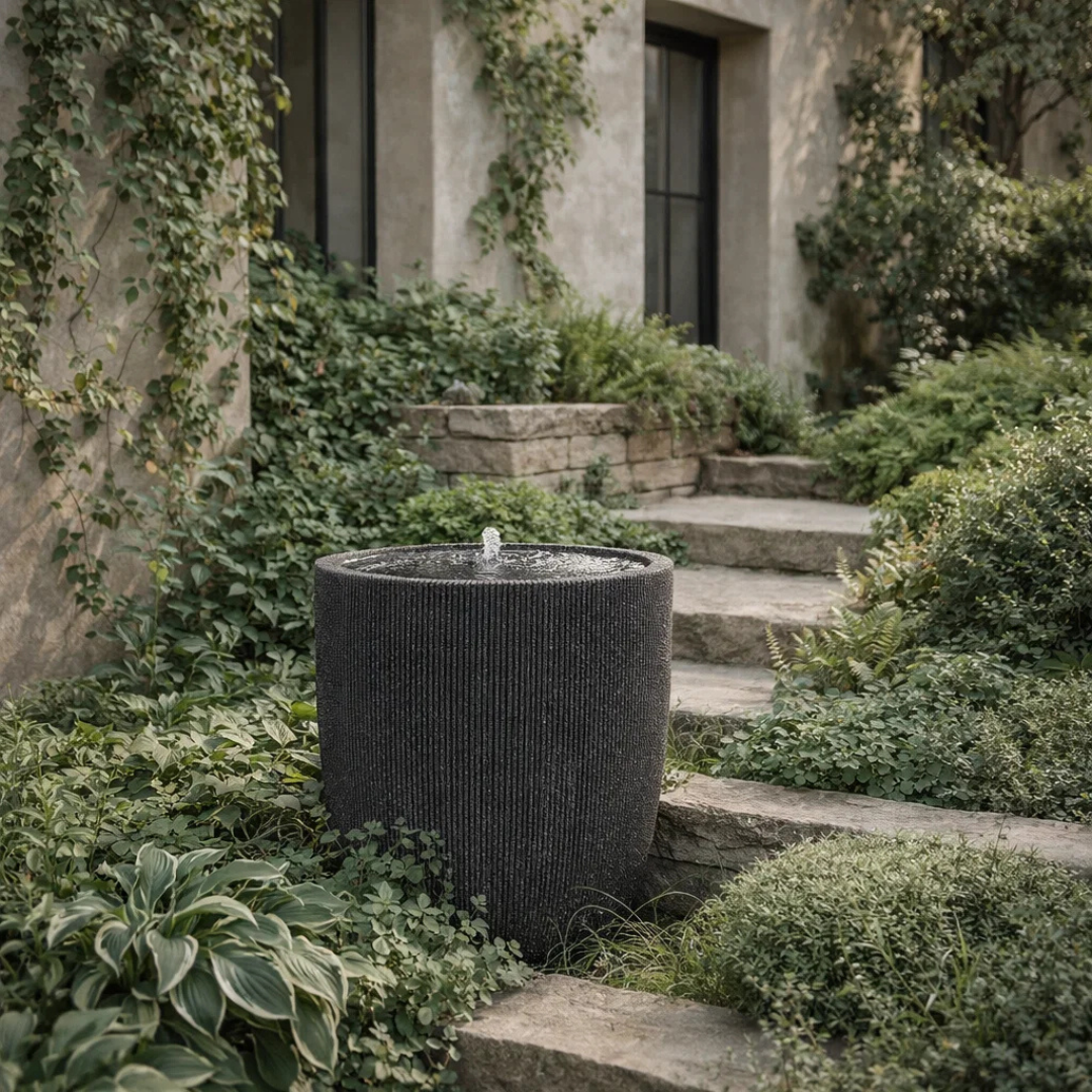Fairview Curved LED Fountain - Textured Black
