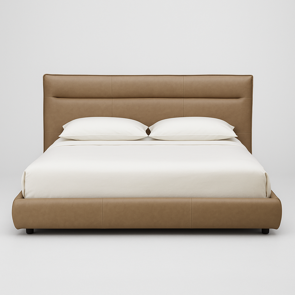 Carlaw Platform Bed -  Cobblestone Leather