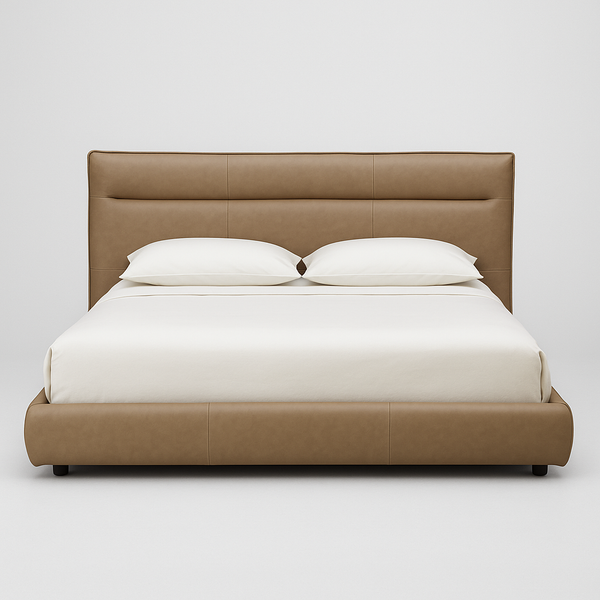 Carlaw Platform Bed -  Cobblestone Leather