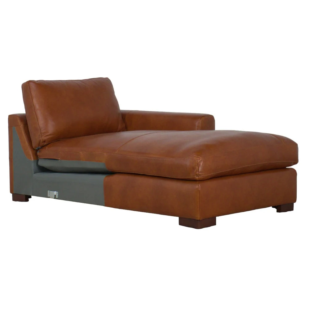 Charlestown 124" Chaise Sectional - Camel Leather