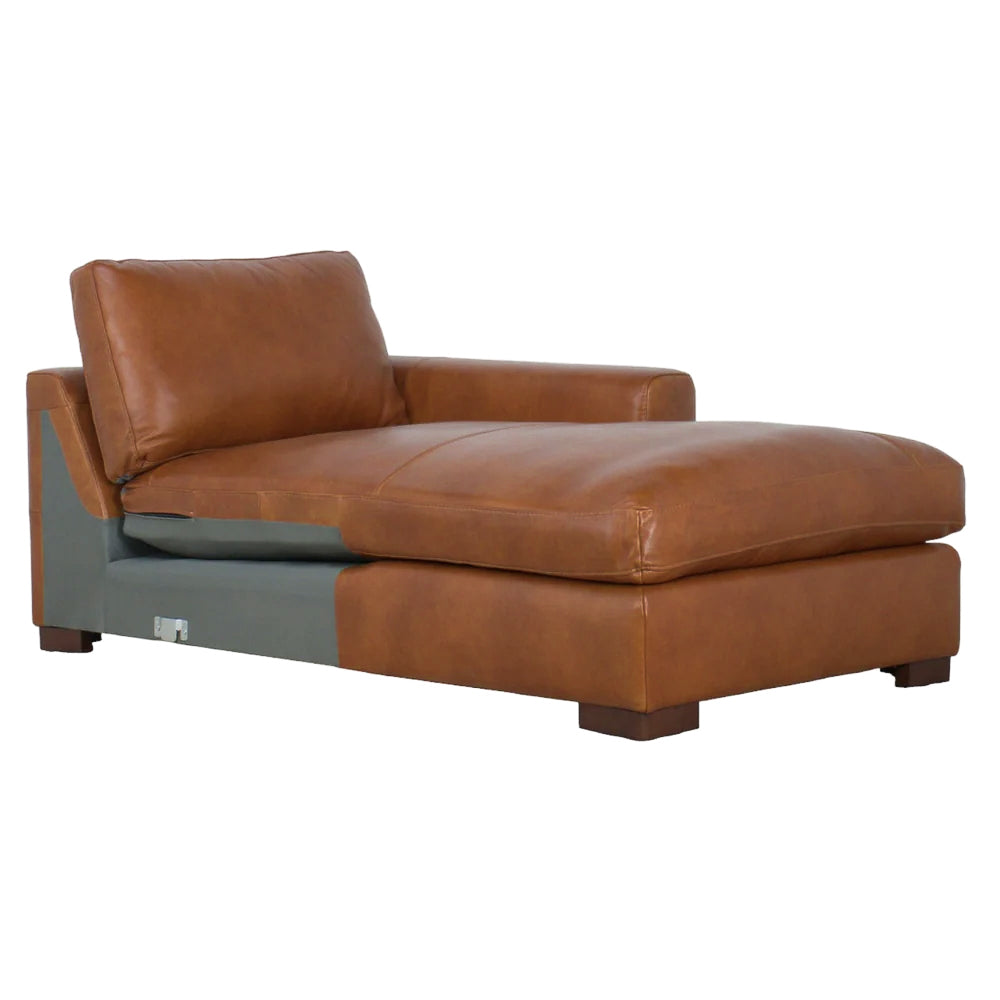 Charlestown 124" Chaise Sectional - Camel Leather
