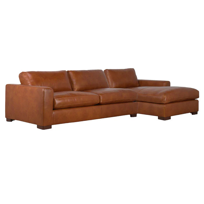 Charlestown 124" Chaise Sectional - Camel Leather