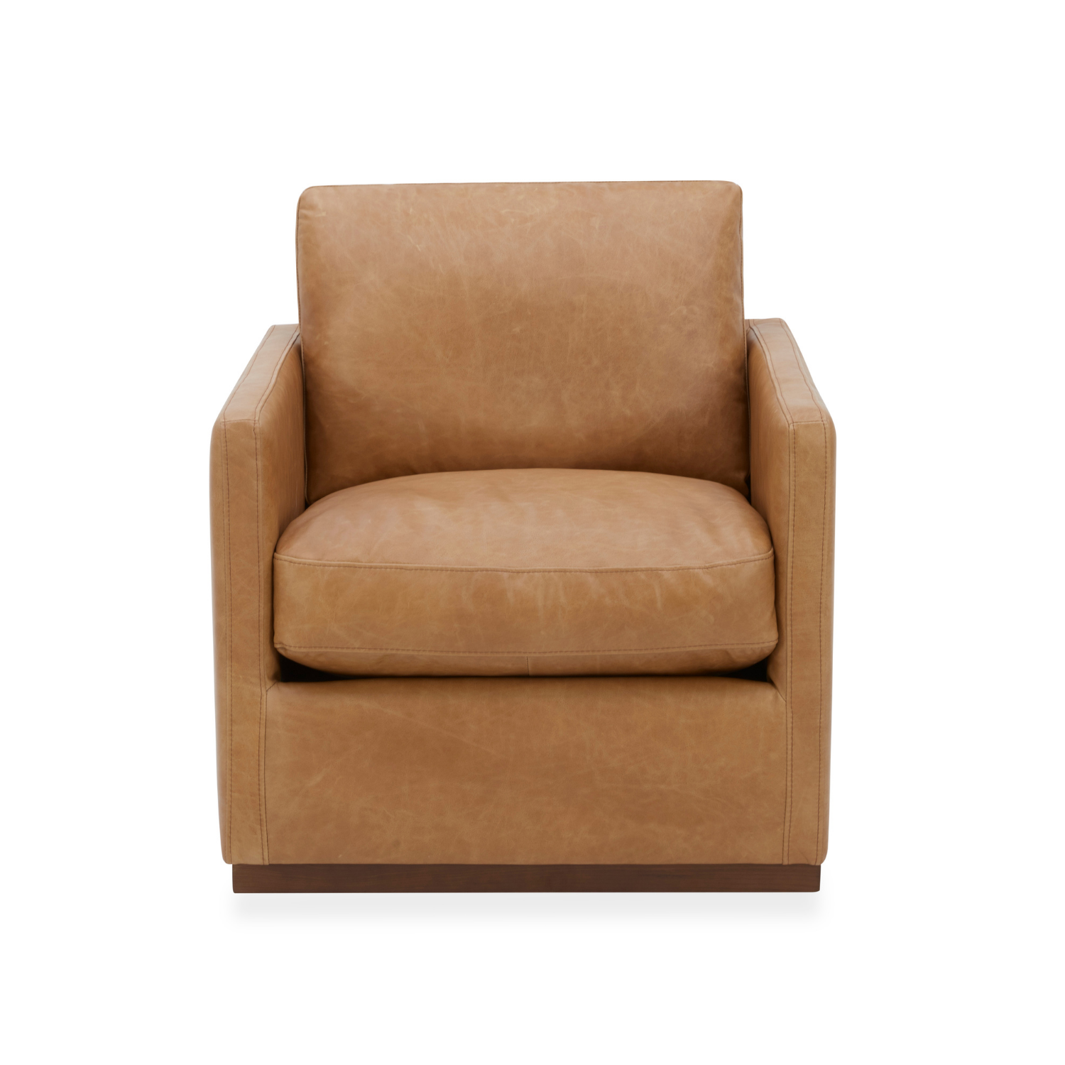 Stratford Swivel Lounge Chair - Distressed Cognac Leather