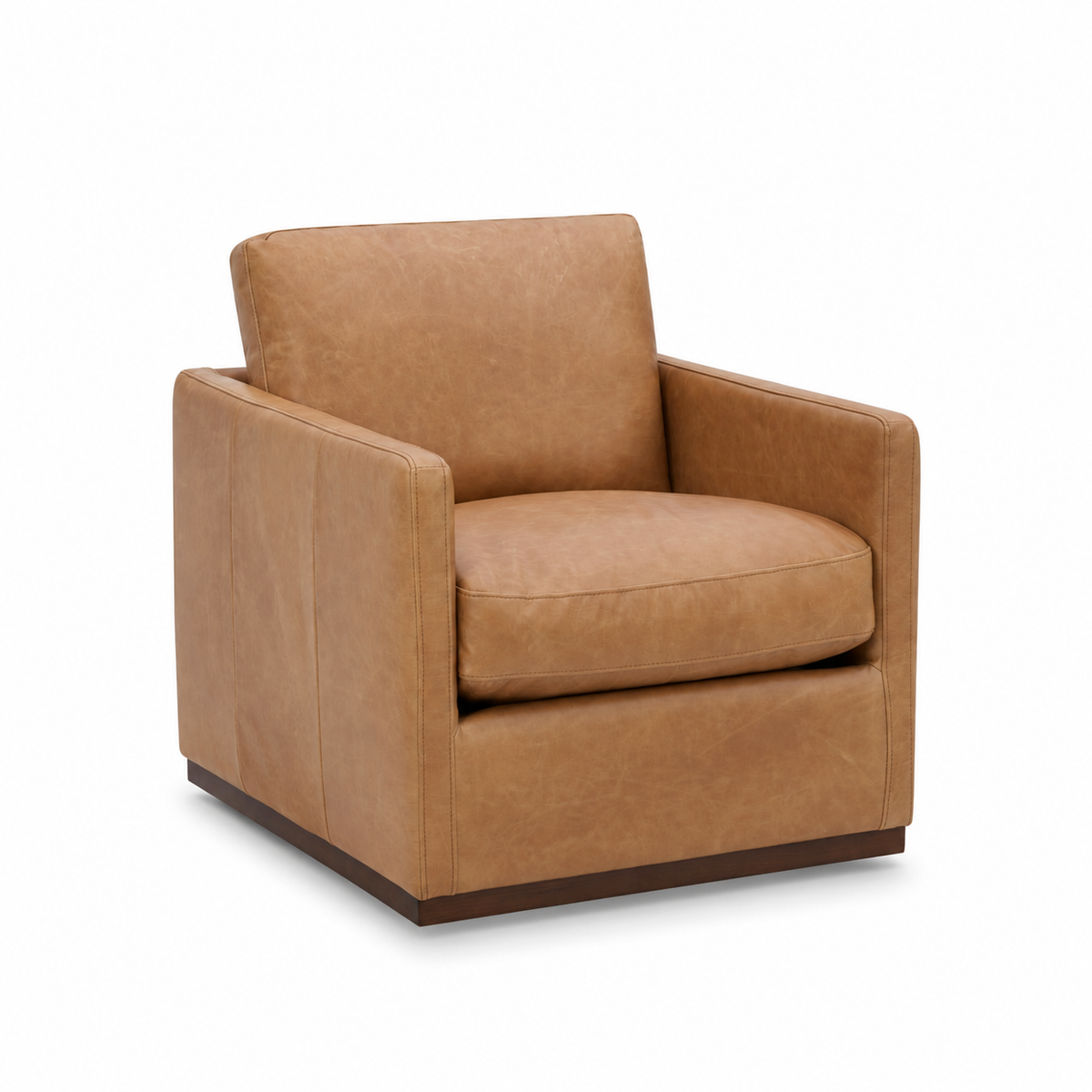 Stratford Swivel Lounge Chair - Distressed Cognac Leather