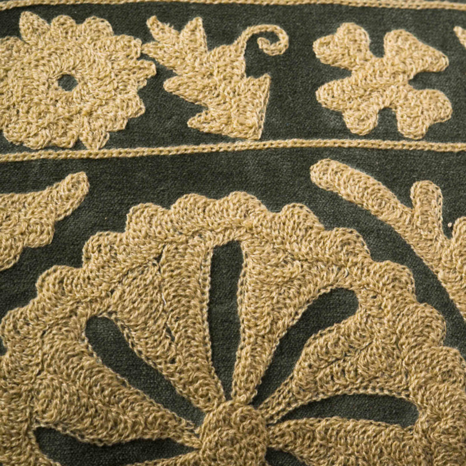Bovaird Green Embroidered Kidney Toss Pillow