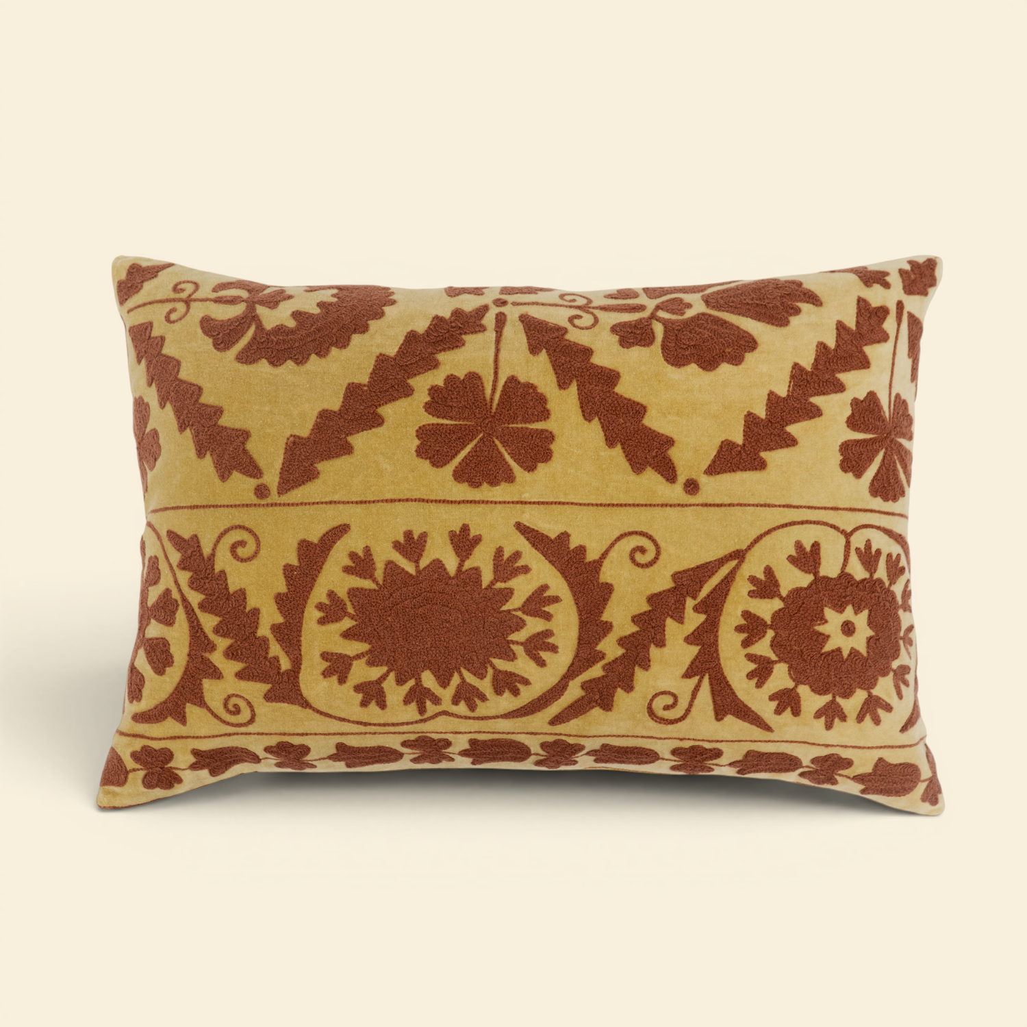 Bovaird Burgundy Embroidered Kidney Toss Pillow