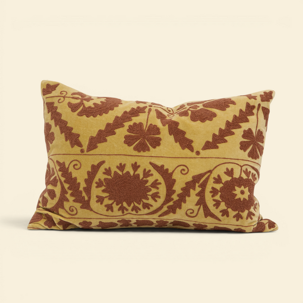 Bovaird Burgundy Embroidered Kidney Toss Pillow
