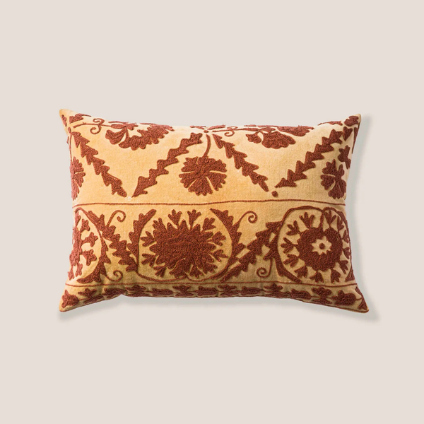 Bovaird Burgundy Embroidered Kidney Toss Pillow