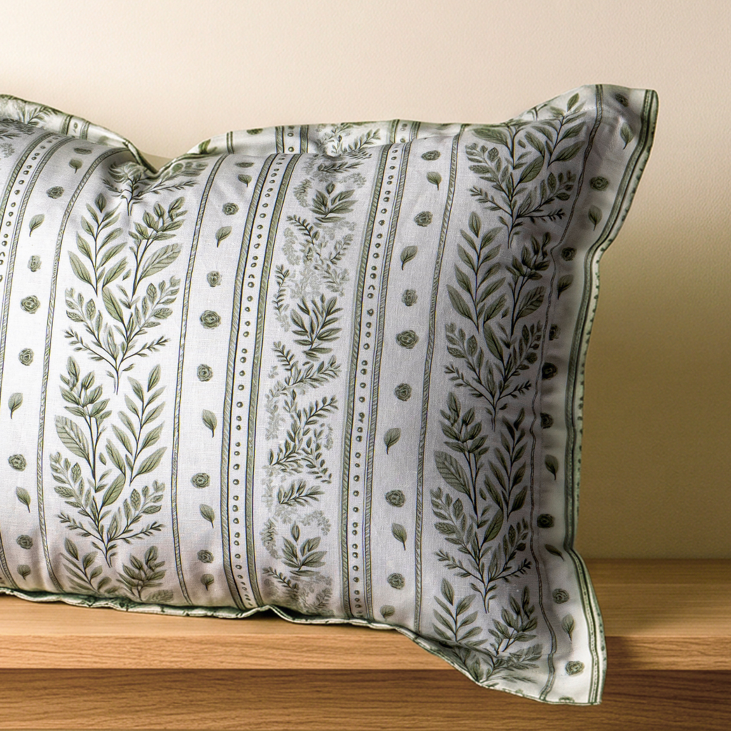 Leaside Garden Linen Block Print Kidney Toss Pillow