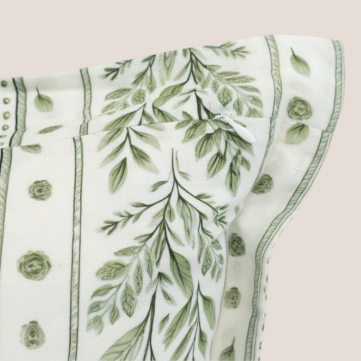 Leaside Garden Linen Block Print Kidney Toss Pillow