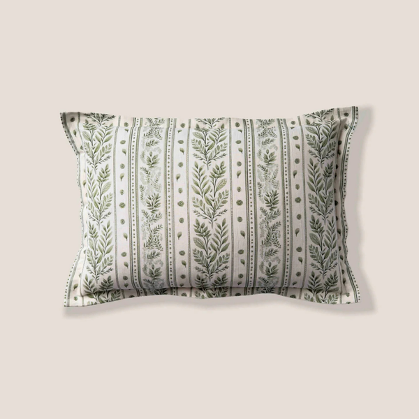 Leaside Garden Linen Block Print Kidney Toss Pillow