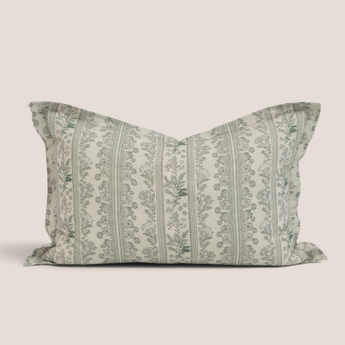 Braeside Garden Linen Block Print Kidney Toss Pillow