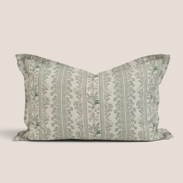 Braeside Garden Linen Block Print Kidney Toss Pillow