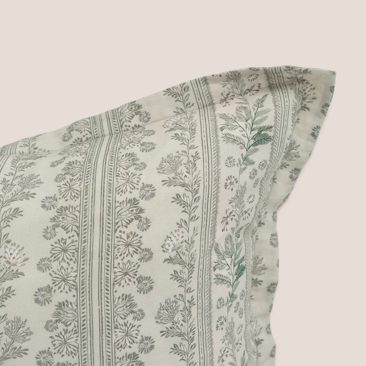 Braeside Garden Linen Block Print Kidney Toss Pillow