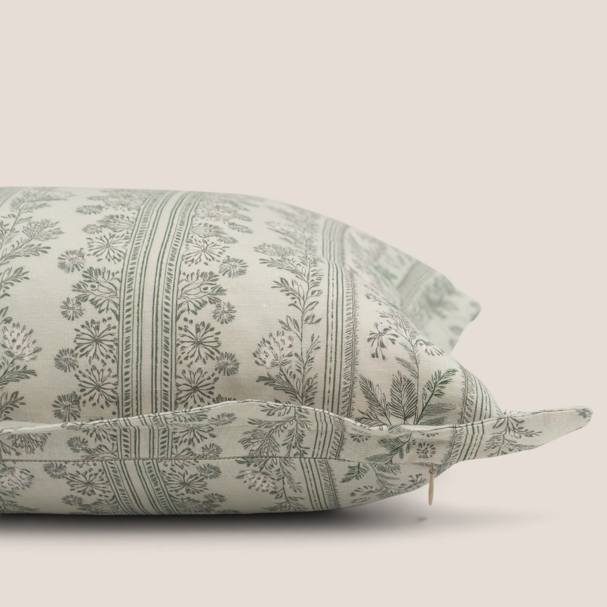 Braeside Garden Linen Block Print Kidney Toss Pillow