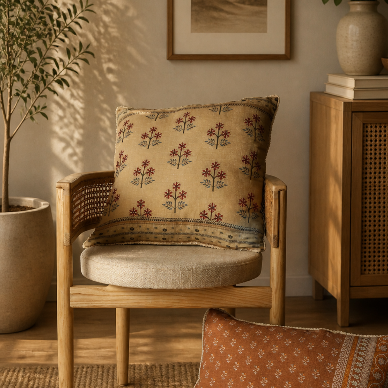 Prairie Block Print Toss Pillow