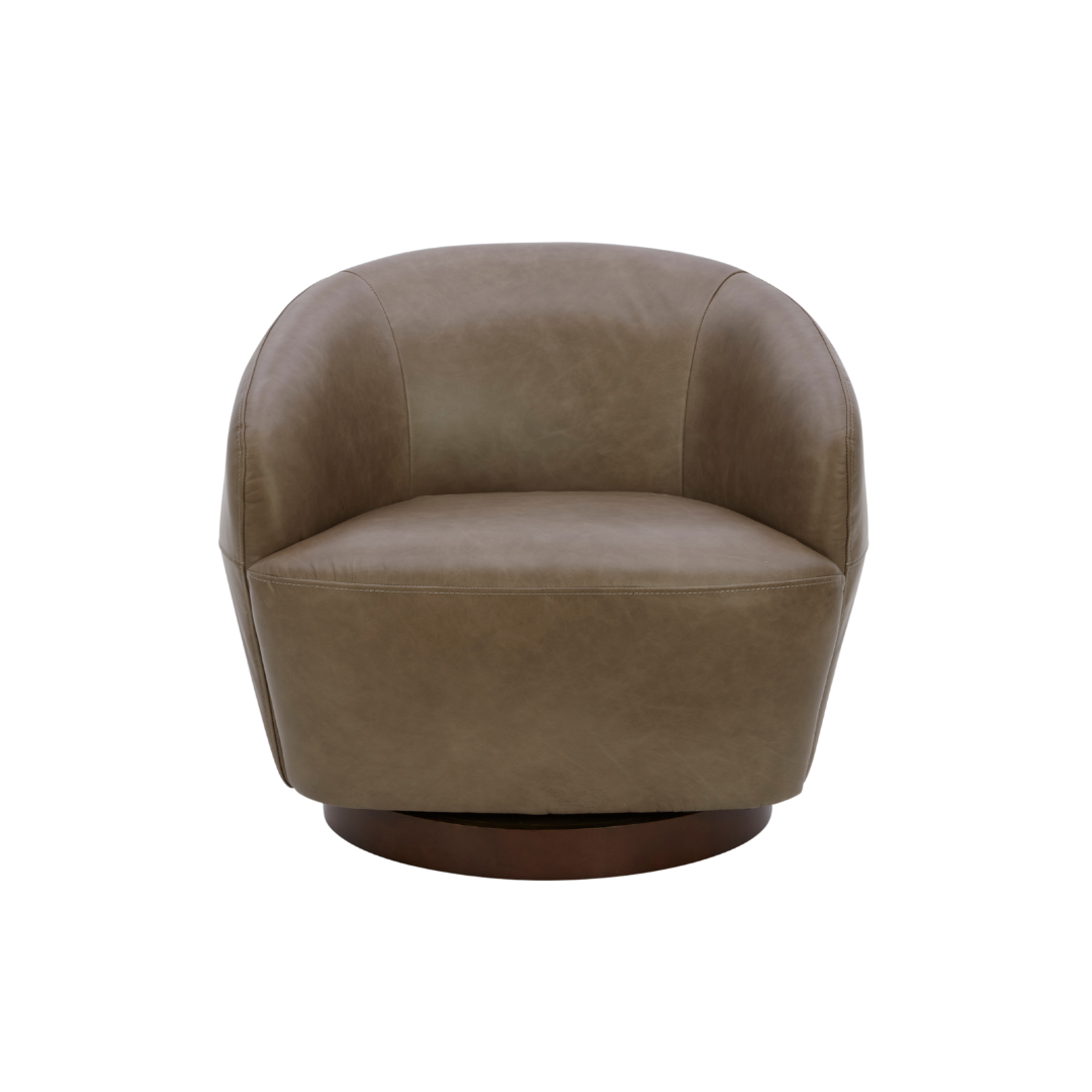 Pod Leather Swivel Lounge Chair - Concord Pewter Leather