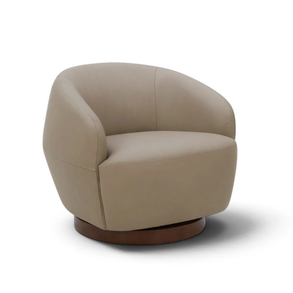 Pod Leather Swivel Lounge Chair - Vernont Stone