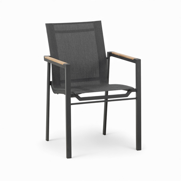 Cubic Sling Stackable Dining Armchair -  Slate/Anthracite