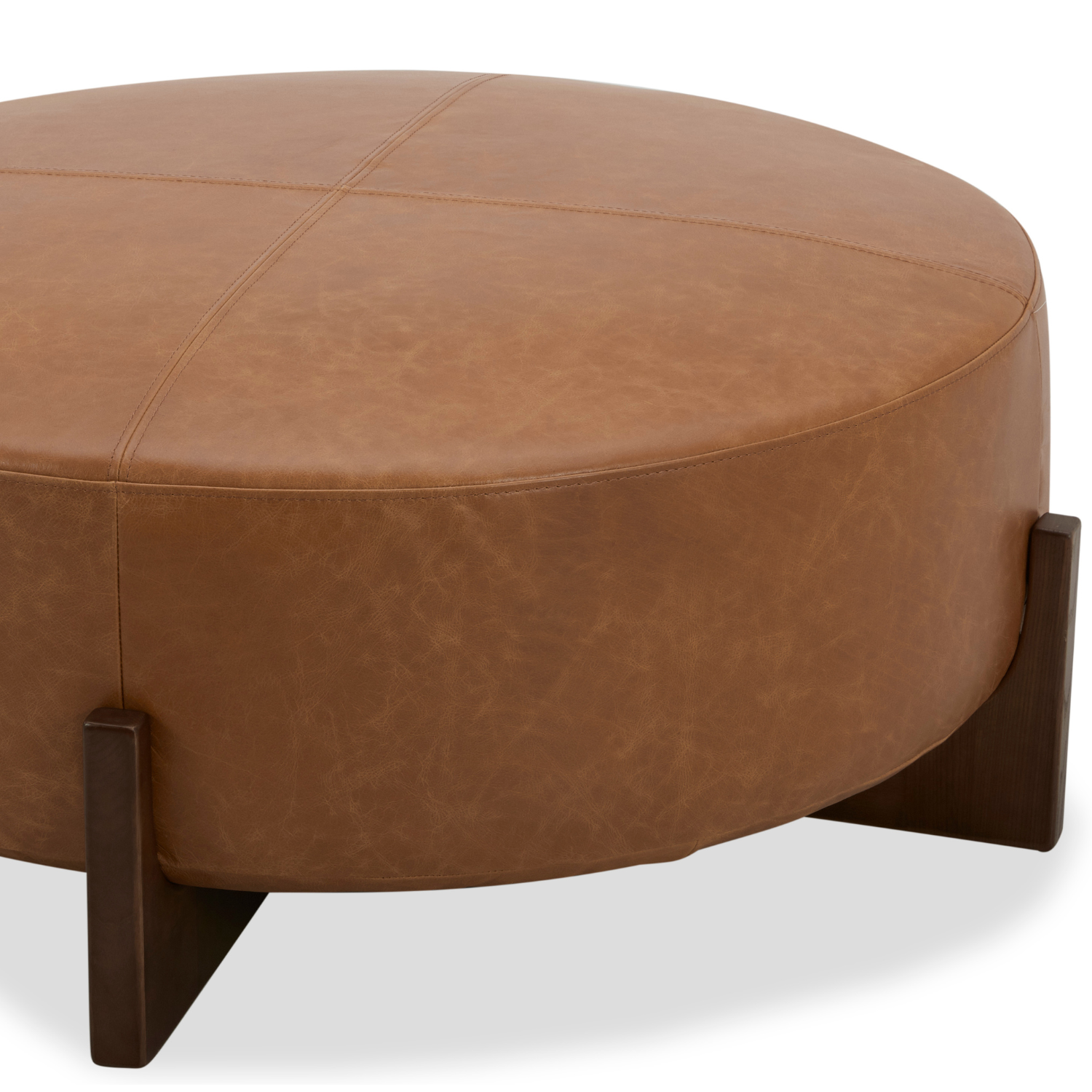 Carmen Ottoman - Distressed Cognac Leather