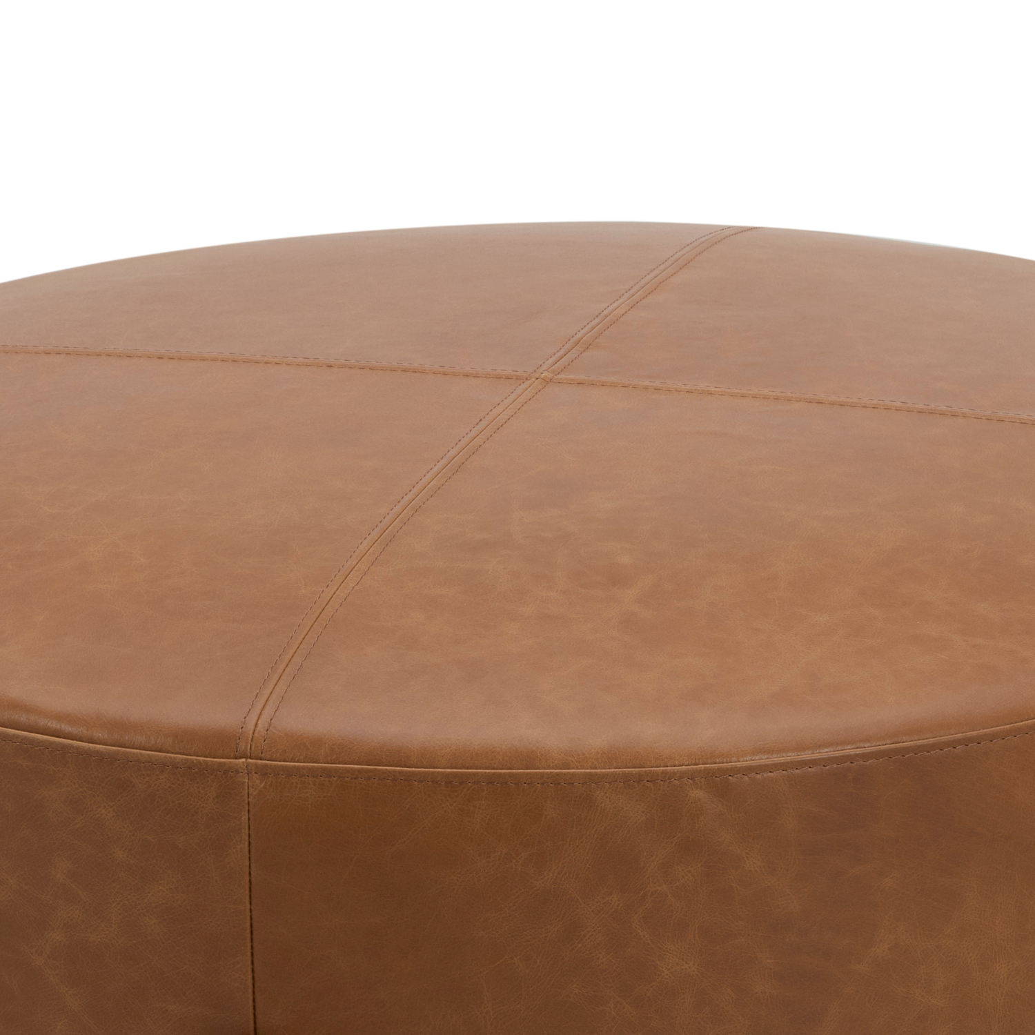 Carmen Ottoman - Distressed Cognac Leather