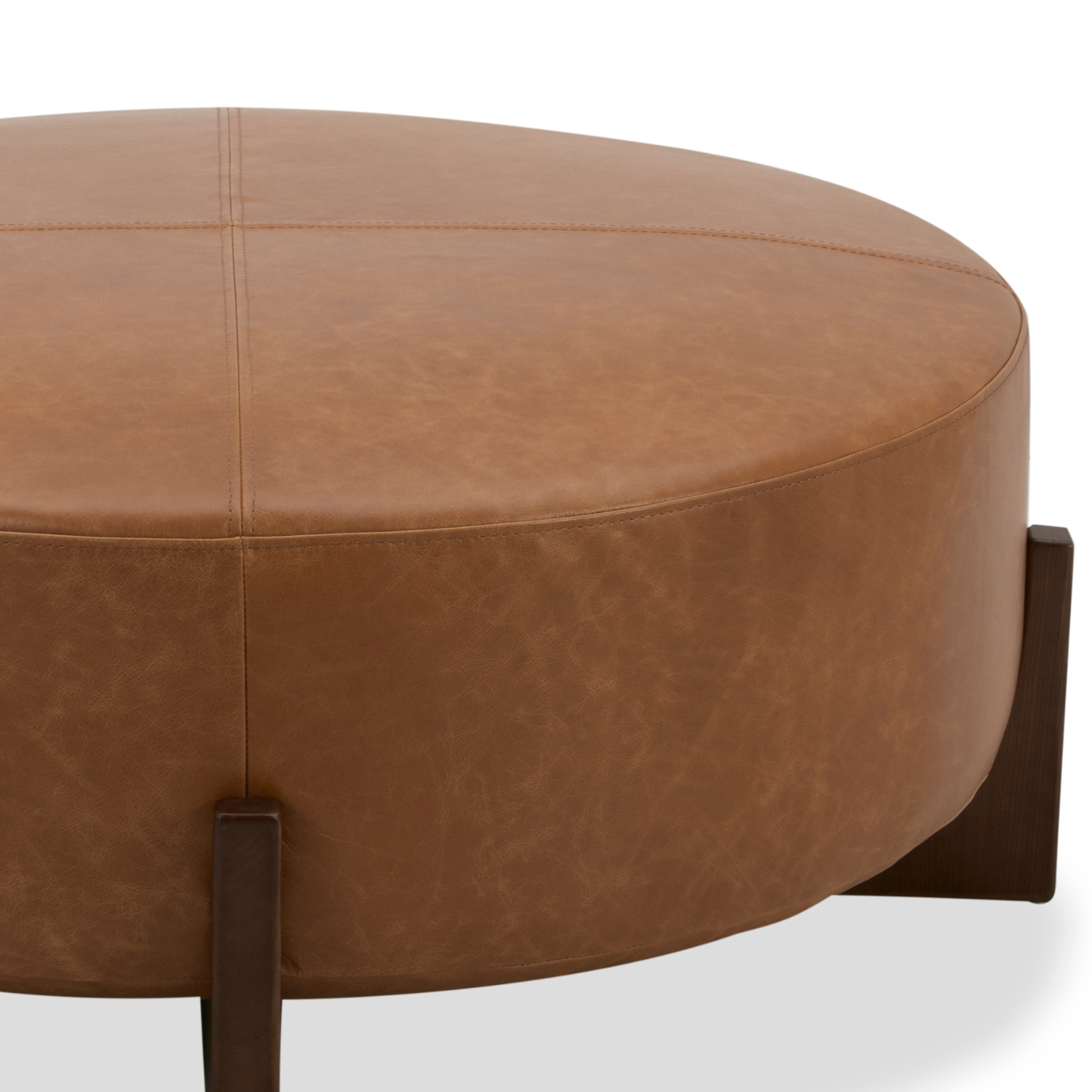 Carmen Ottoman - Distressed Cognac Leather