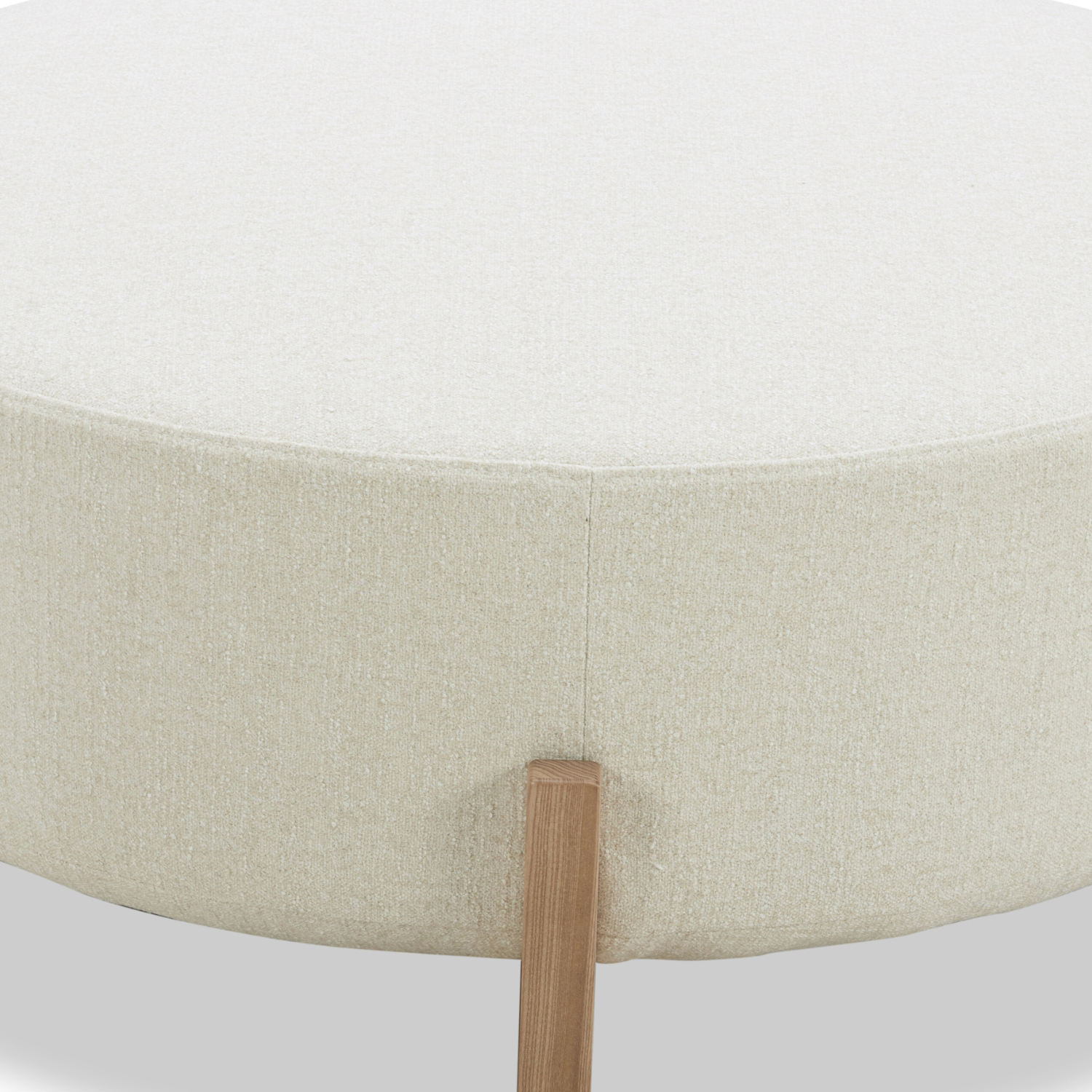 Carmen Ottoman w/ Light Wood Base - Mellow Ivory