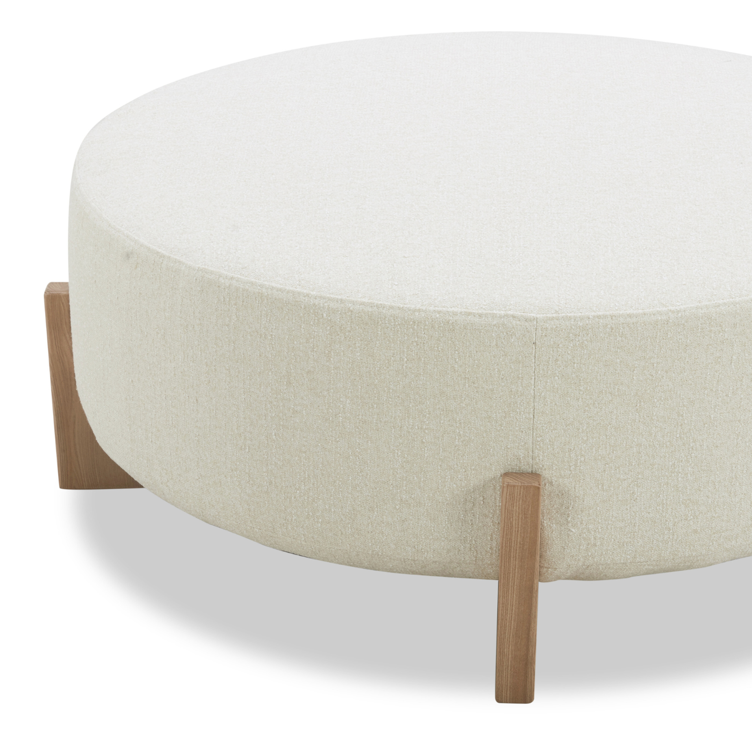 Carmen Ottoman w/ Light Wood Base - Mellow Ivory