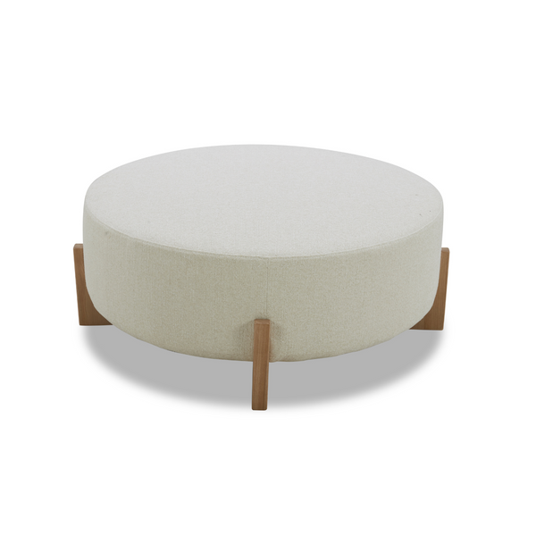 Carmen Ottoman w/ Light Wood Base - Mellow Ivory